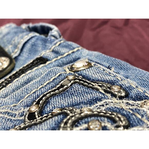 Miss Me 26 JP6120B Embroidered Embellished Rhinestone Jeans Bling Rodeo Cowgirl - Picture 11 of 12